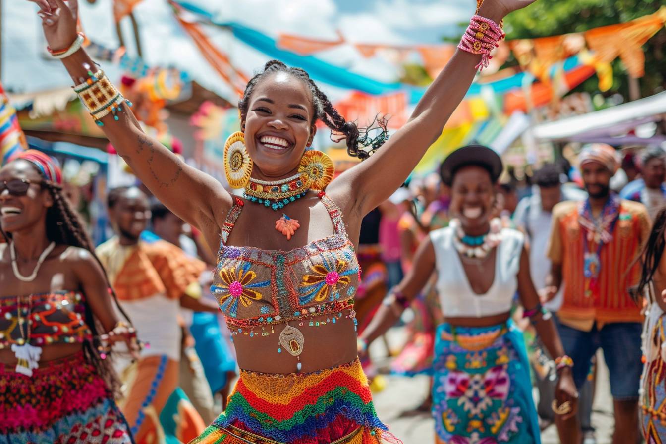 Foule enjouée participant à un festival coloré en plein cœur de Sarcelles, célébrant la culture et la fête locale